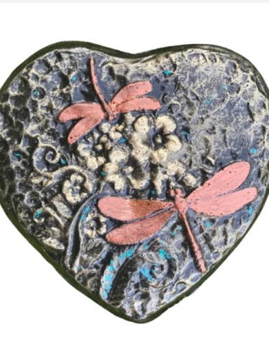 Dragonfly Heart Stepping Stone, Concrete Garden Stone Decor for wholesale by Backyard Stone Art