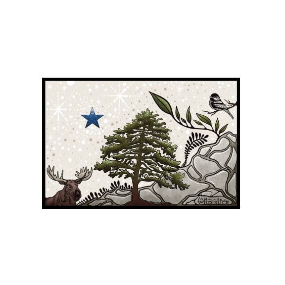 Wild Slice Designs - Wholesale Sticker - Maine Pine and Star state Flag Sticker Dirigo Sticker.