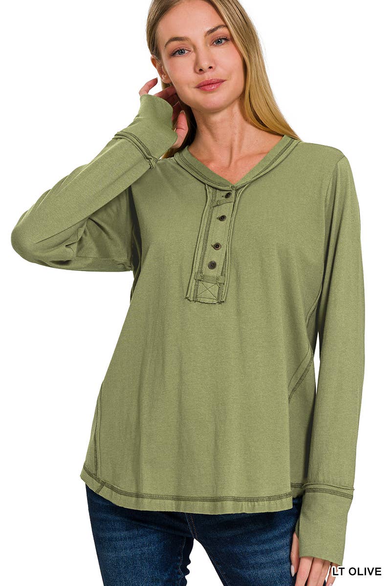 42POPS - Wholesale T-Shirt - Women's - ..'SI-24797 THUMB HOLE CUFFS BUTTON CLOSURE LONG SLEEVE TOP13