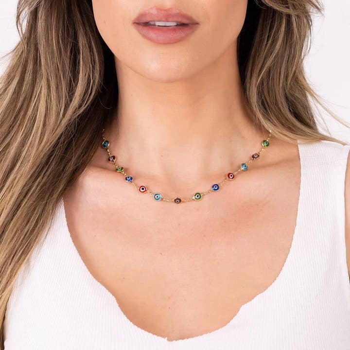 18K Gold Plated Evil Eye Necklace - Made In Brazil
for wholesale by Karrbear