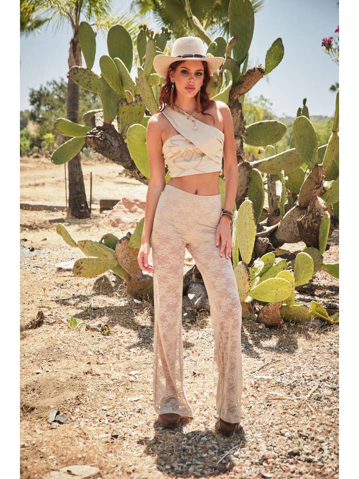 Blue B - Wholesale Pants - Women's - 23781P Floral Lace Western Stitch Inner Short Flare Pants18