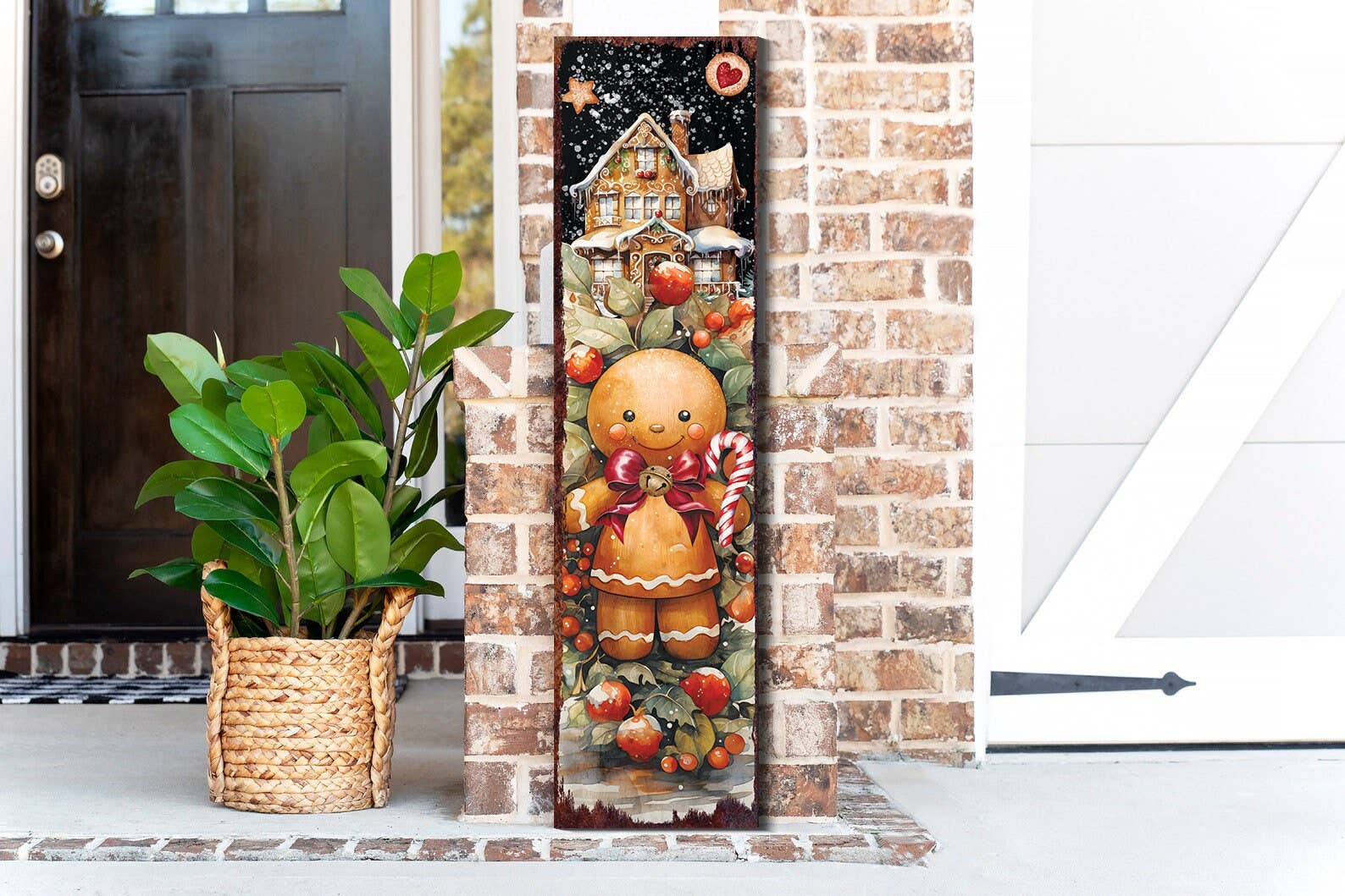 TX USA Corporation – Engroshandel Julekunst til væggen – Ingefærkage Juleveranda Velkomstskilt | Sød Helligdagsdørdekoration & Gave4