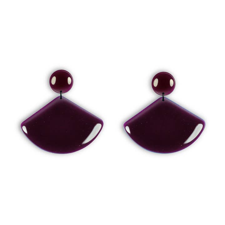 Purple “Grand Fan” earrings for wholesale by Thierry JOO
