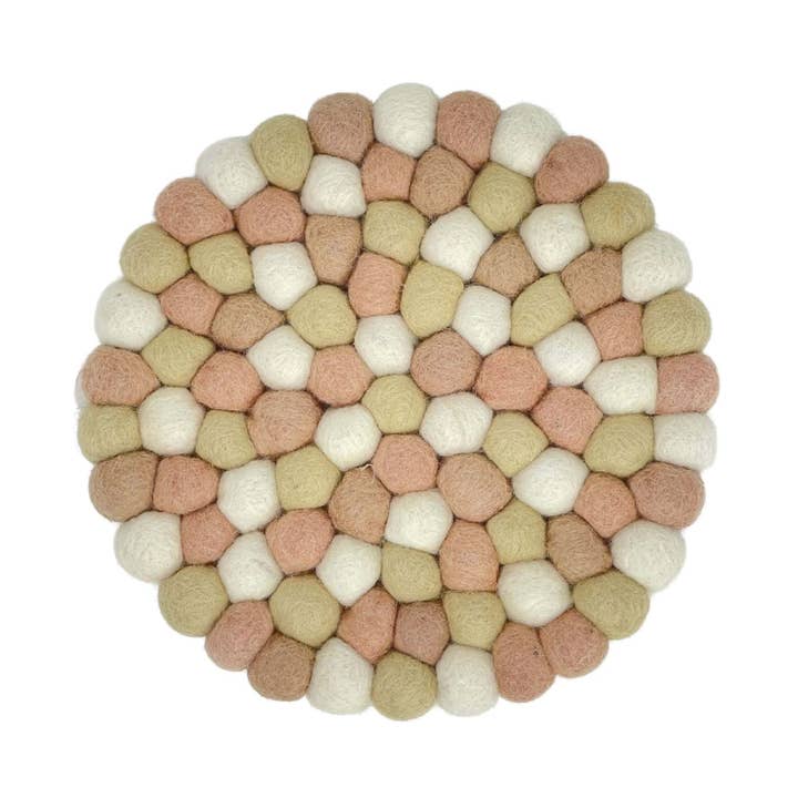 Felt Ball Trivet: Round, Desert Sands for wholesale by Global Crafts