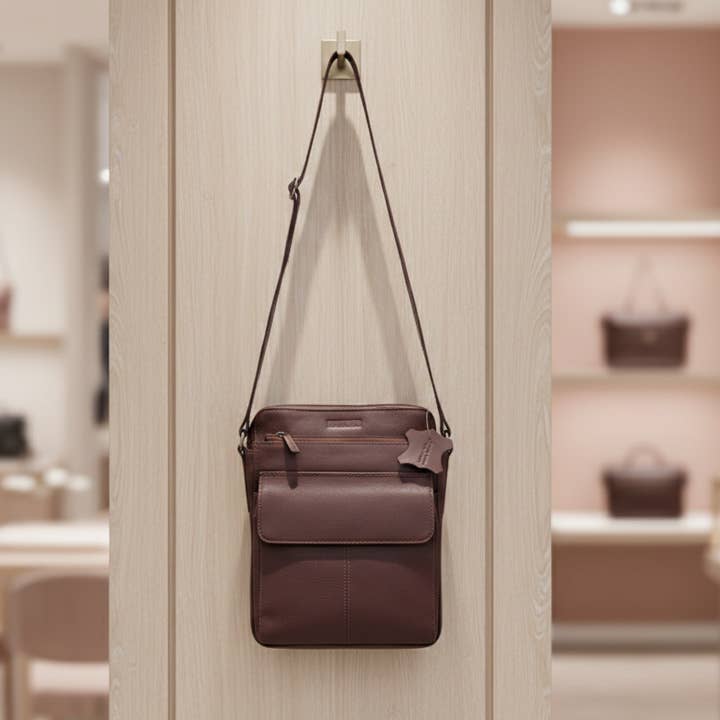 Äkta Läder Crossbody Väska – Brun (Resa) för wholesale av Alta Quero