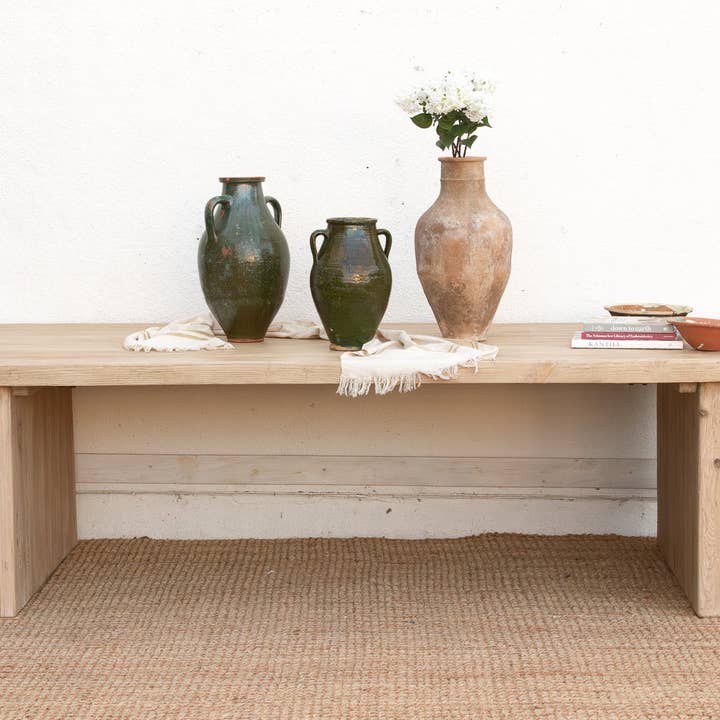 Grande table à manger en bois blanchi récupéré (Commerce) pour la vente par De-cor