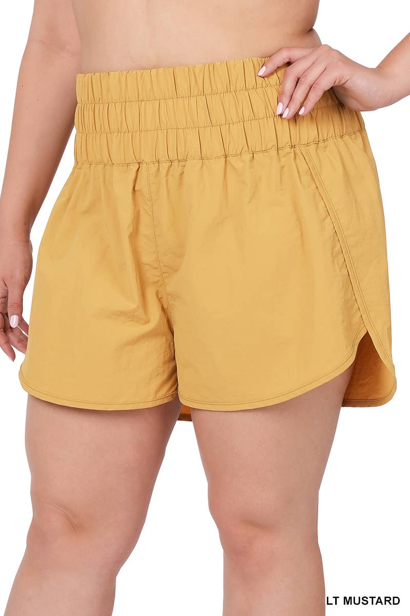 YELLOWGOLD  .._ PLUS SIZE Windbreaker shorts w/ back mesh pocket for wholesale on Faire9
