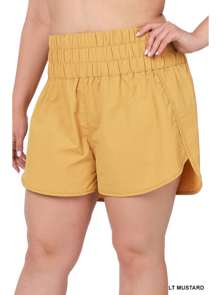 YELLOWGOLD .._ PLUS SIZE Windbreaker shorts w/ back mesh pocket for wholesale on Faire9