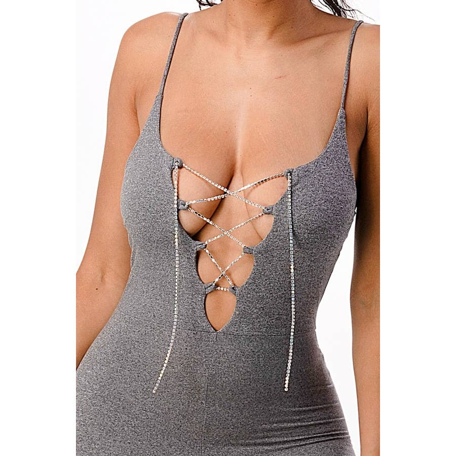 Lime All the Time - Vendita all'ingrosso Tuta intera - Donna - Tuta con lacci e strappi a V9