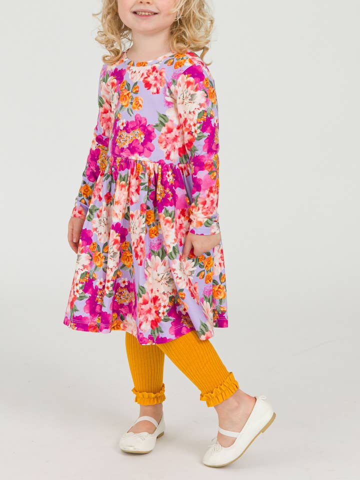 Jaune Collants sans pieds à volants en maille côtelée caramel pour filles en vente sur Faire2