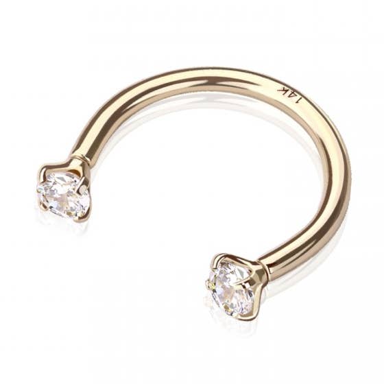 BILANCIERE CIRCOLARE A FERRO DI CAVALLO IN ORO MASSICCIO 14 CARATI CON PUNTA per la vendita all'ingrosso da parte di CRAVE