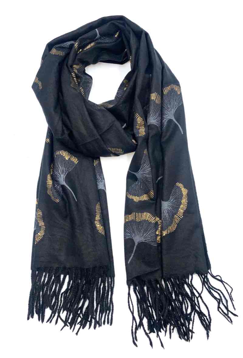 LINETA - Wholesale Scarf - Women's - Gingko Leaf Pattern Soft Scarf0