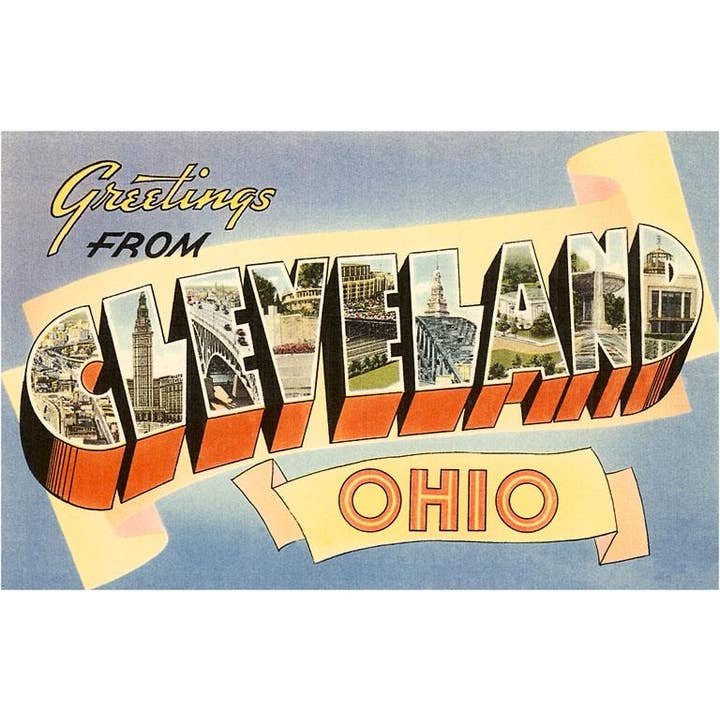 Art Print OH-18 Greetings from Cleveland for wholesale by Found Image Press