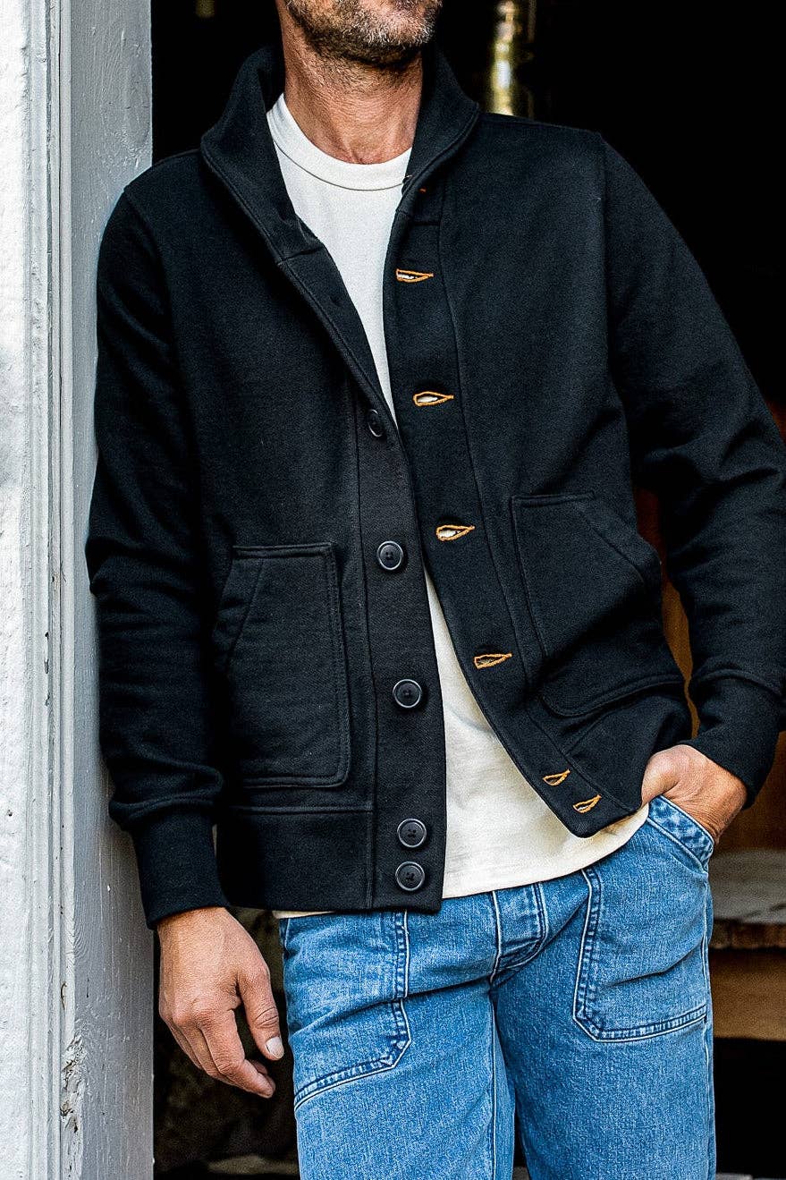 basalt Herr Bodega Sjalkofta | 14oz 100% Bomull French Terry - Basalt för wholesale på Faire6