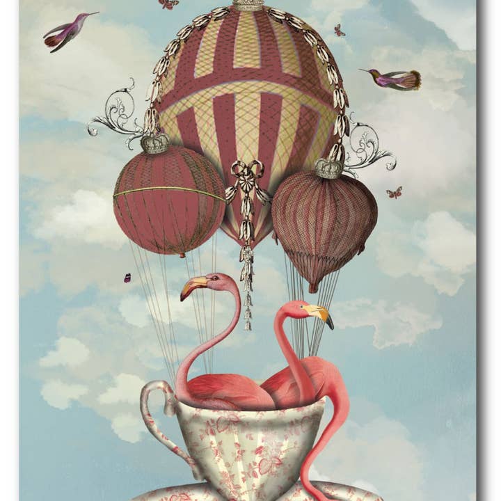 Flamingoer i Tekop - Galleri-Indpakket lærred Vægkunst for engroshandel hos Courtside Market