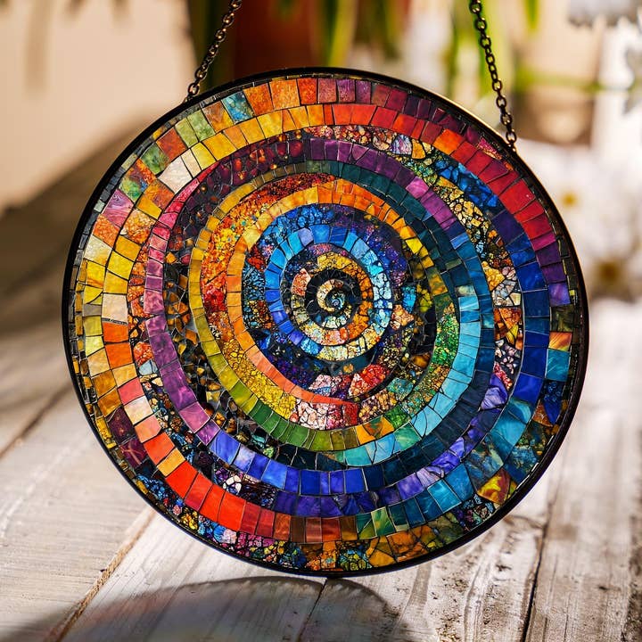 Rainbow Spiral Glass Suncatcher, Colorful Geometric Decor for wholesale by TMLECOM LTD