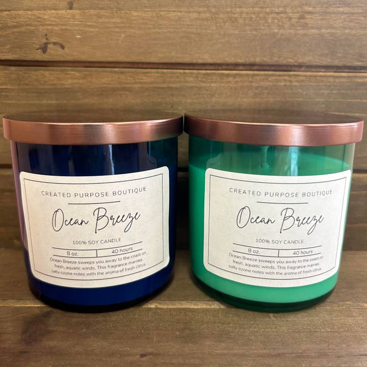 Ocean Breeze - Bougie à la cire de soja - Gobelet de 8 oz pour la vente par Created Purpose Boutique