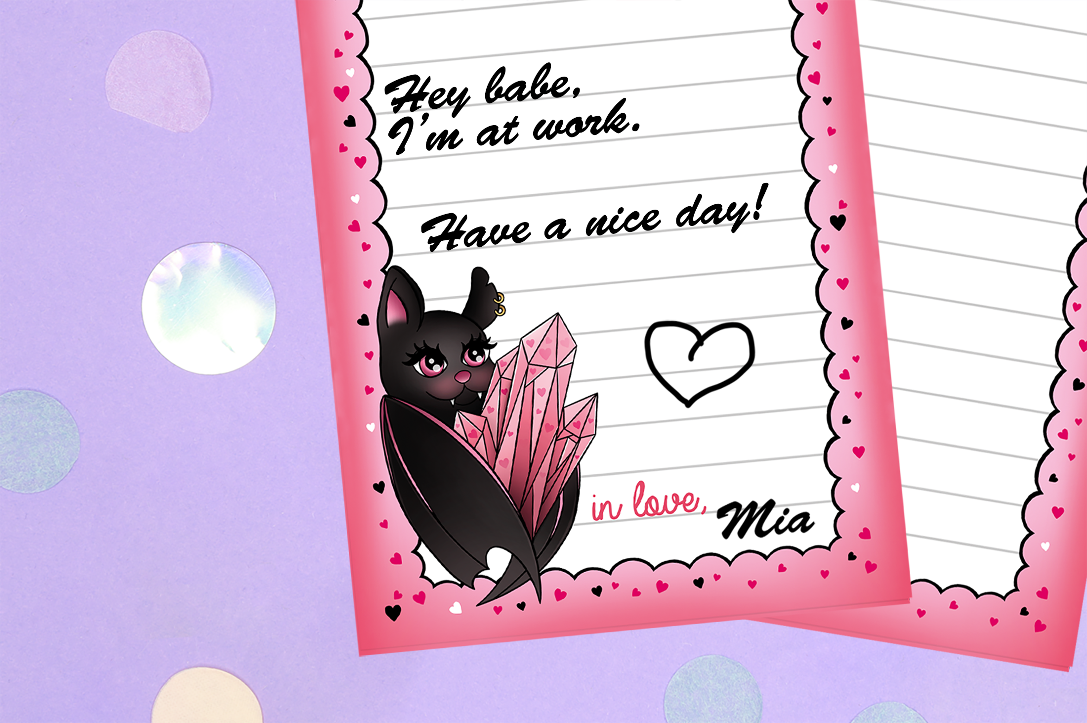LorenaxAngelina - Wholesale Planner - Crystal Bat Notepad/Kawaii Witchy Planner Pink2