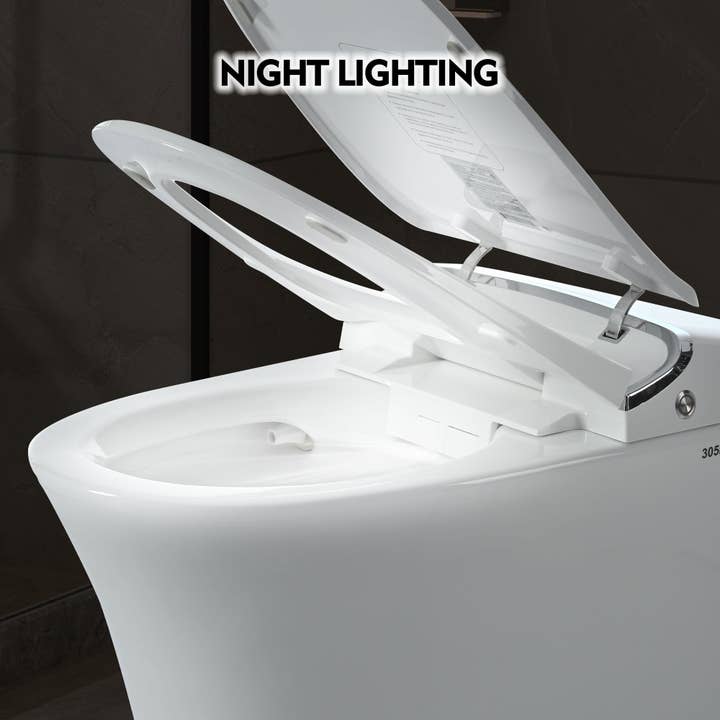 Orange County Decor - Wholesale - Luxury Smart Toilet With Dryer And Warm Water, Elongated Bidet Toilet With Heated Seat, With Remote Control, Led Night Light, Power Outage Flushing, Soft Close Cover,Whit White Ceramic6