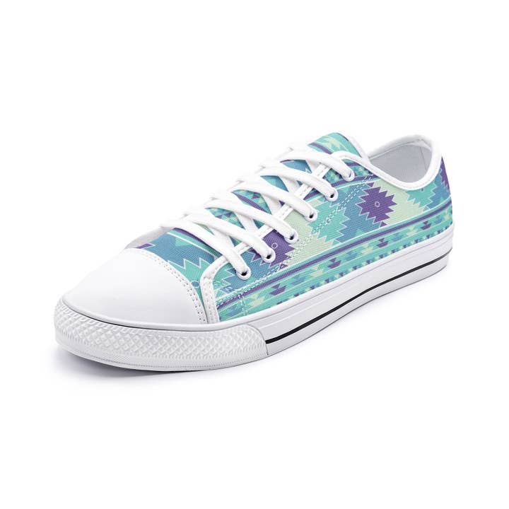 Oh Pote – Engroshandel Lifestyle sneaker - Unisex – Blå og lilla batik sko - unisex lav top lærred sko
