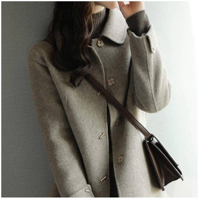 FurDecoration – wholesale Coat – Women’s – Casual Fashion Woolen Coat With Cotton Added5