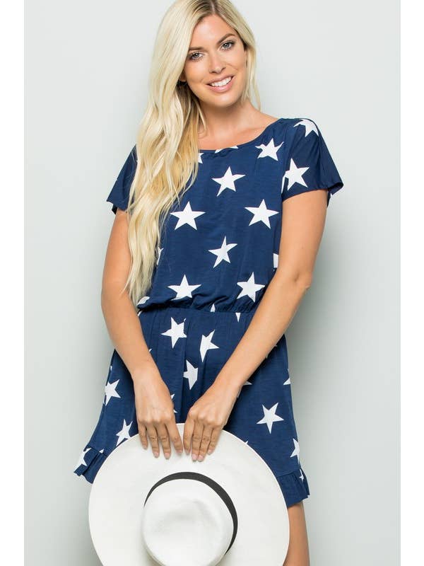 HEIMISH - Wholesale Romper - Women's - SP1030-15 PLUS SHORT SLEEVE ROUND NECK STAR PRINT ROMPER13