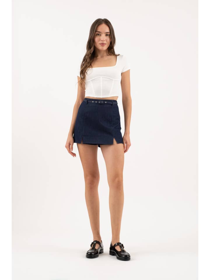 MARINE HOGE TAILLE SPLIT DIJ MET RIEM SKORT voor groothandel op Faire