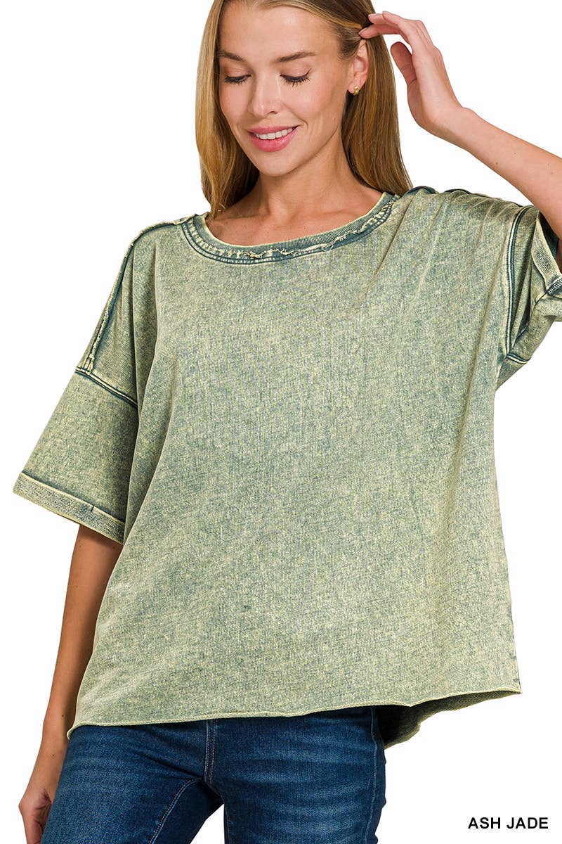 Vanilla Monkey - Wholesale Knit Top - Women's - French Terry Acid Washed Tee Shirts16