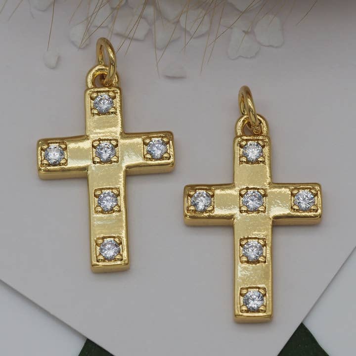 CZ Cross Charm, Sku#LK613 for wholesale by BestBeads&Beyond