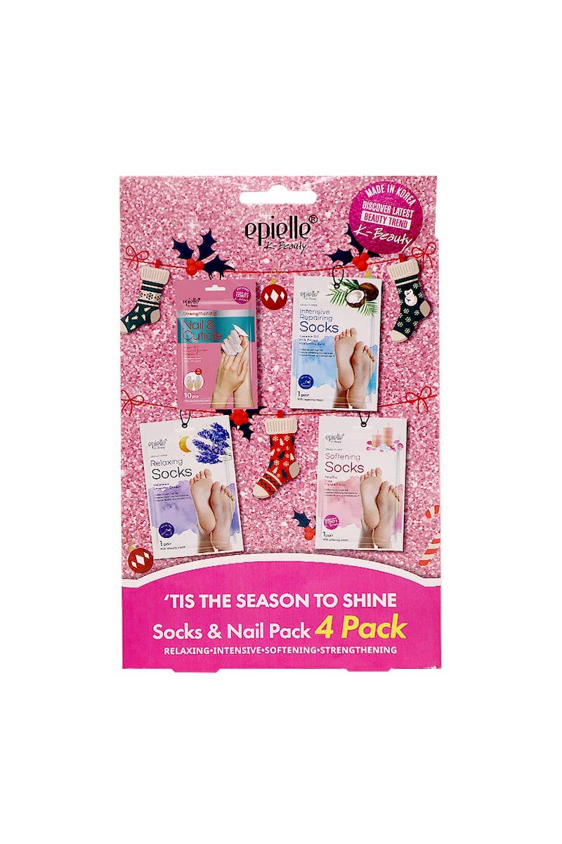 PINEAPPLE Beauty - Wholesale Foot Mask - Epielle 1337 Tis the Season to Shine 4pc Sock & Nail Set - 32