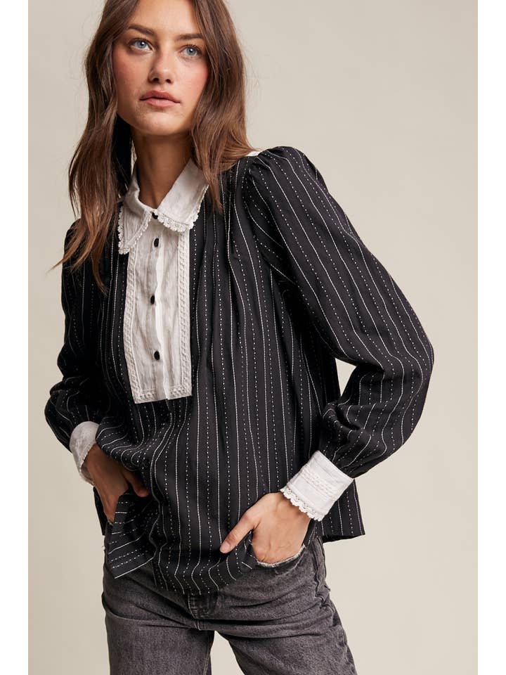 Listicle - Wholesale Buttoned-down shirt – Women's - Victorian Contrast Lace Blouse4