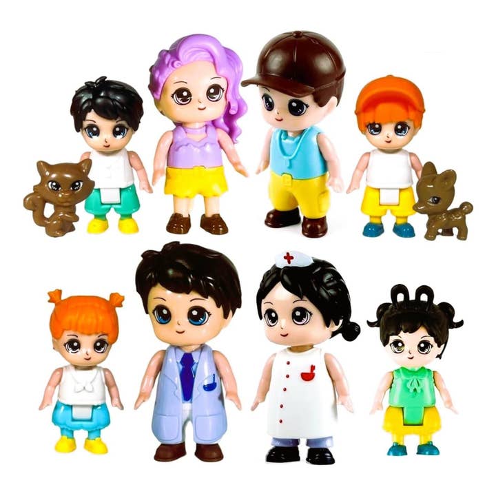 FUNERICA Dollhouse People Figures Playset - Adorable Dollhouse Family Members with Pets, Doctor, and Nurse. Little People Figures Doll House Accessories Toys for wholesale by FUNERICA