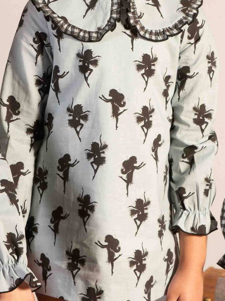 Vestido de algodão com estampa de fada para menina por atacado de BABINE-ROINSAL