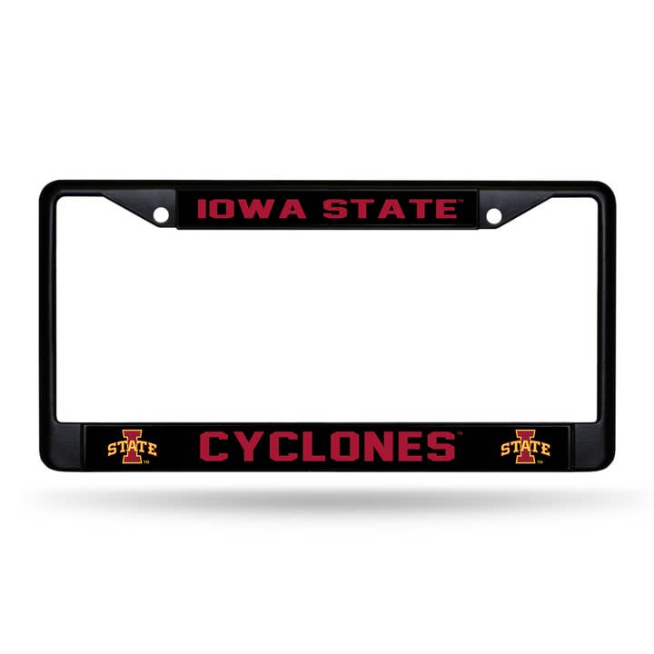 Rico Industries - Wholesale Car Decorative Charm - Unisex - NCAA Iowa State Cyclones Black Chrome Frame 12" x 6"