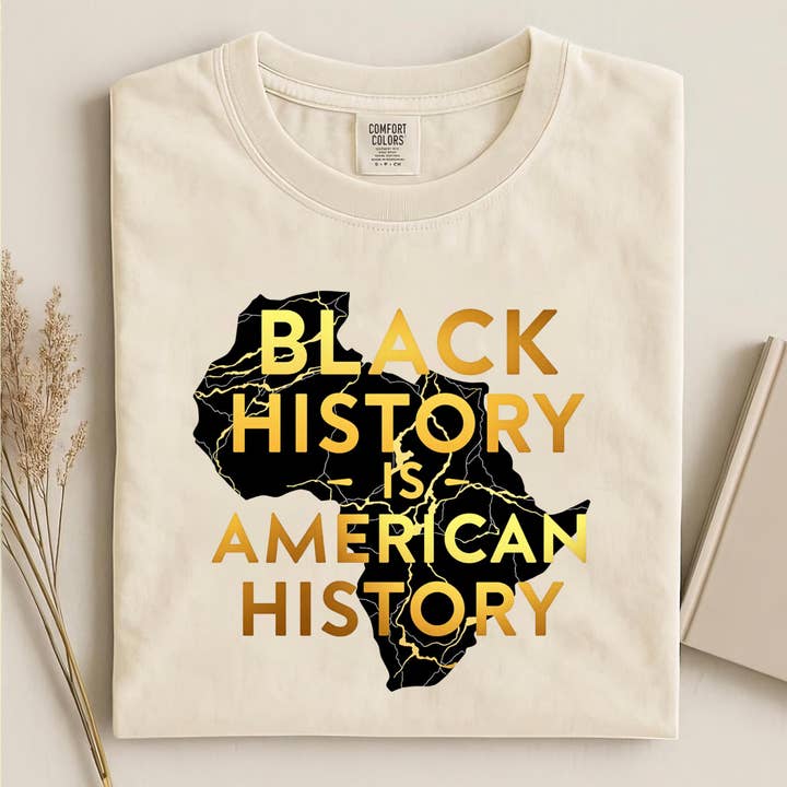Camiseta "A História Negra é a História Americana", Mapa de África em Ouro por atacado de Teedico