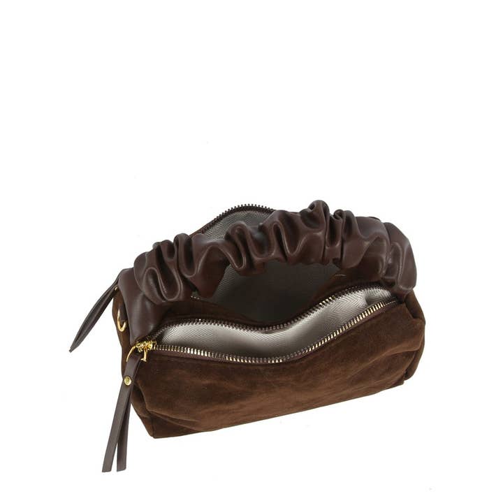 MiMi Wholesale - Wholesale Top Handle Bag - Women's - GMS0095 Faux Suede Ruched Handle Crossbody/Satchel Bag16