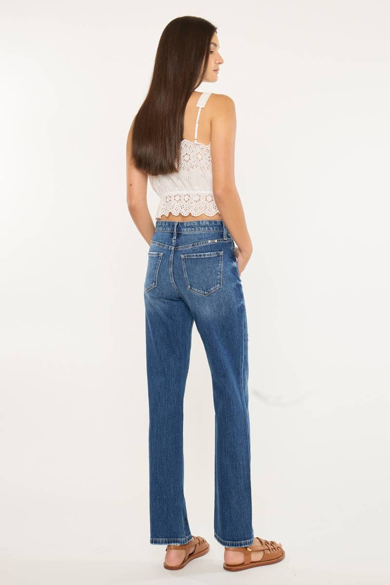 DONKER HOGE TAILLE RECHTE JEANS-KC2177D voor groothandel op Faire4