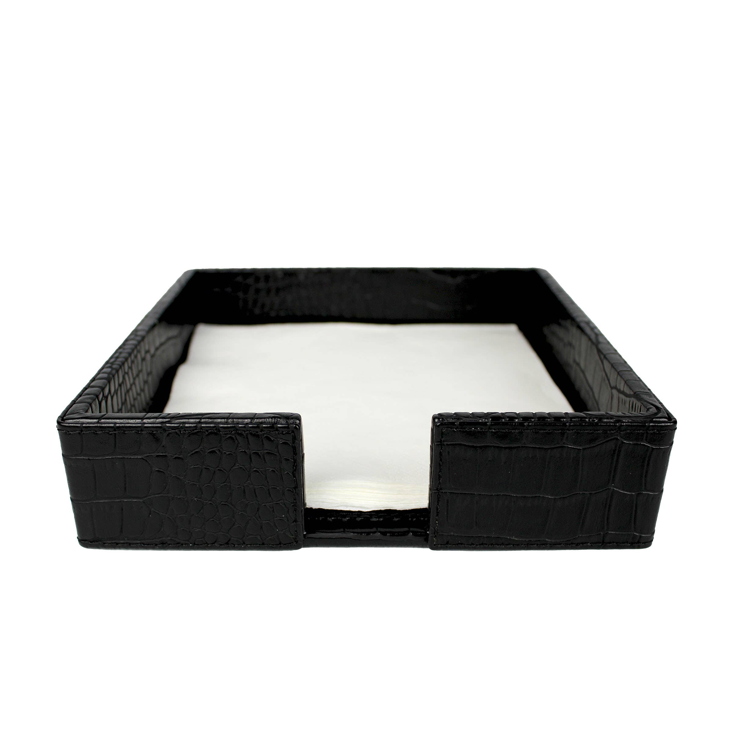 Signature Home Collection GmbH – wholesale Servetthållare – Fyrkantig konstläder krokodil svart servetthållare 0