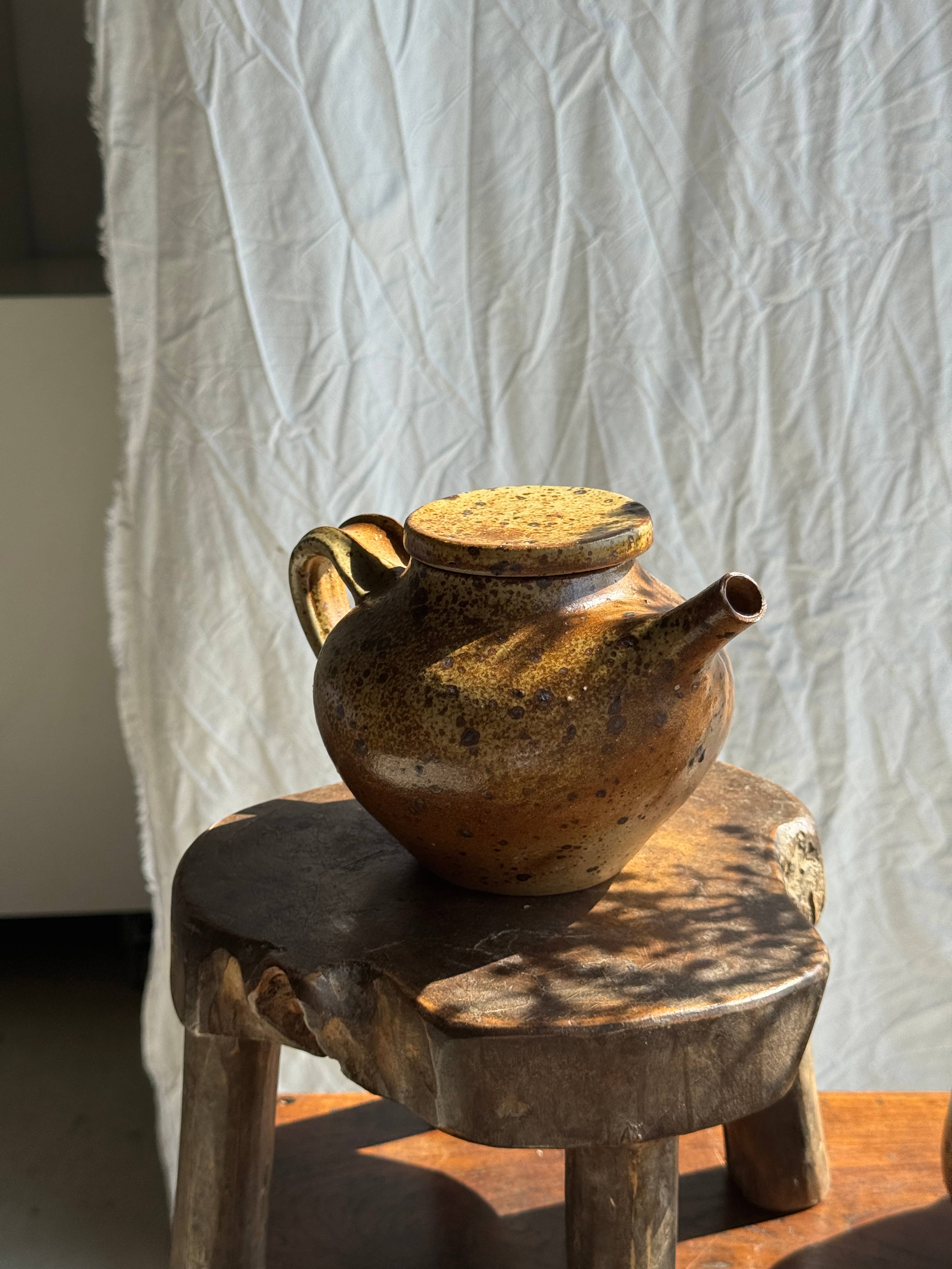 brown Small stoneware tea set with teapot, cups, sugar bowl for wholesale on Faire26