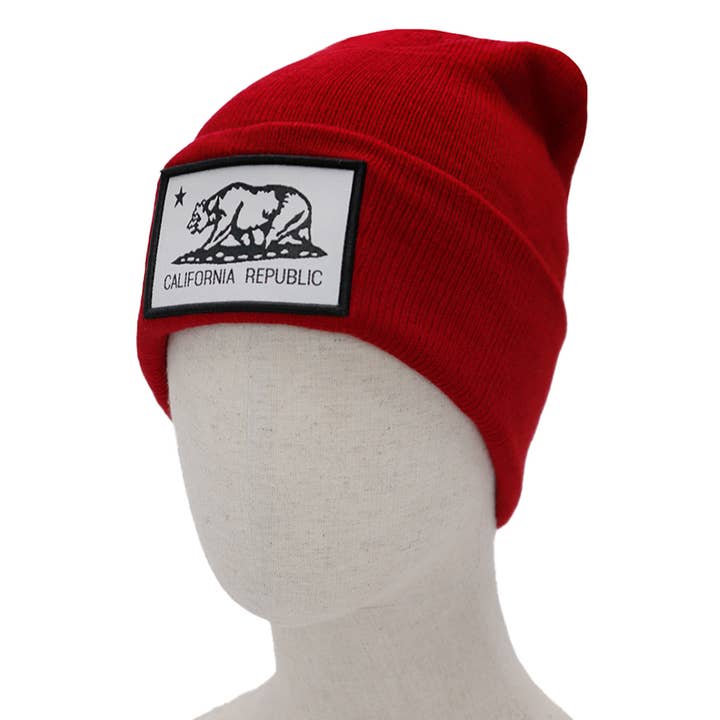 Cap Zone - Wholesale Beanie – Women's - Monochrome California Republic Bear Logo Long Cuffed Beanies