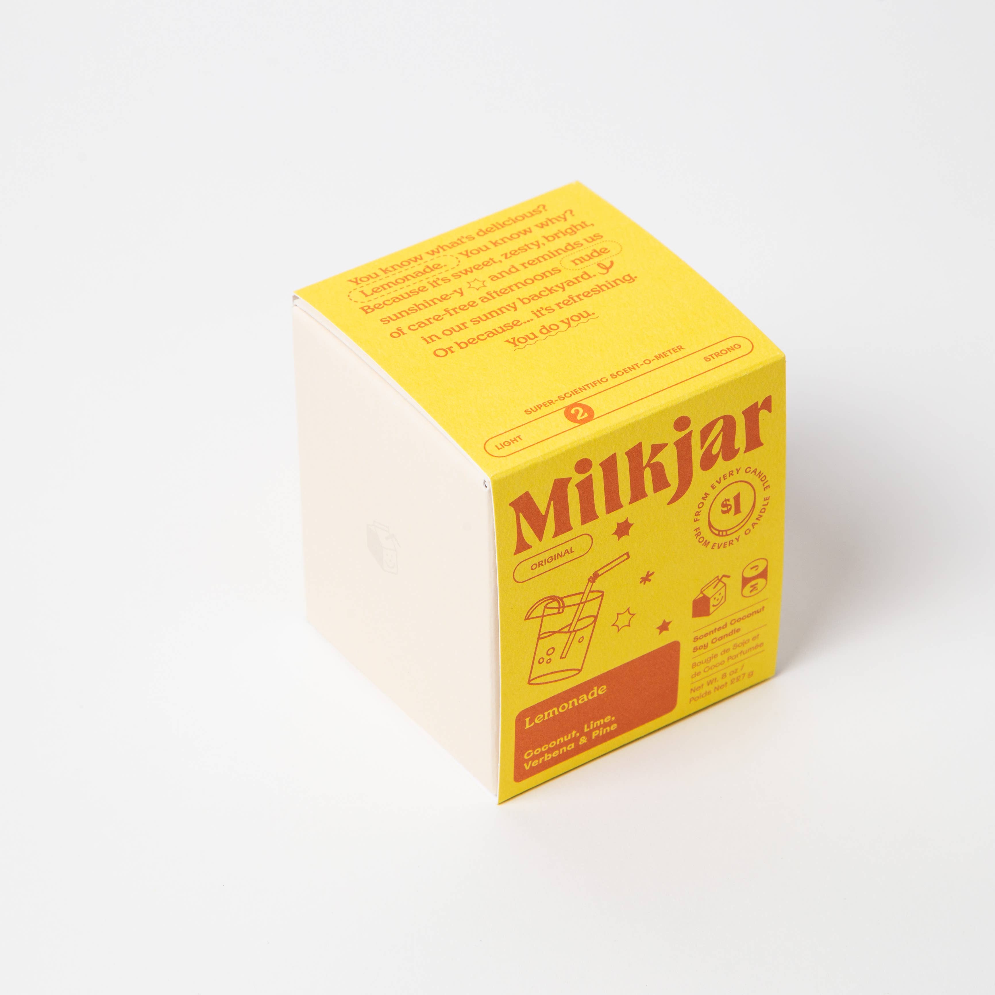 Milk Jar Candle Co. - Vente Bougie en bocal - Limonade - Bougie de soja de 8 oz à la noix de coco, au citron vert et au pin9