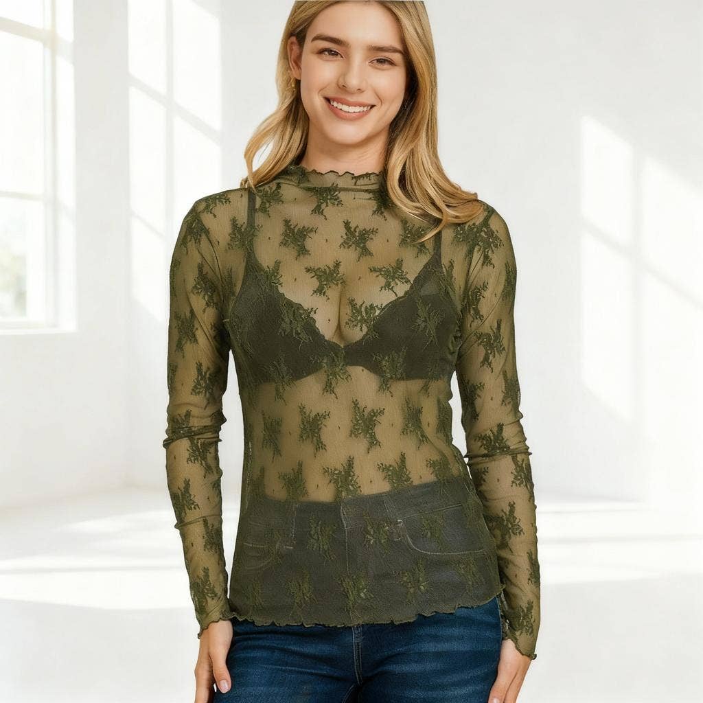 42POPS - Wholesale Knit Top - Women's - `.Lace See Through Layering Top11