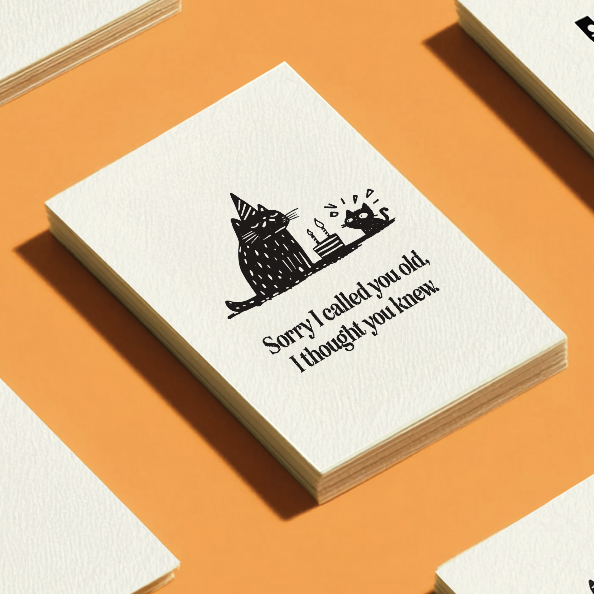 Petty Paper Studio - Vente Cartes d'anniversaire - Je pensais que tu savais, Chat Sarcastique - Carte de Vœux d'Anniversaire A26