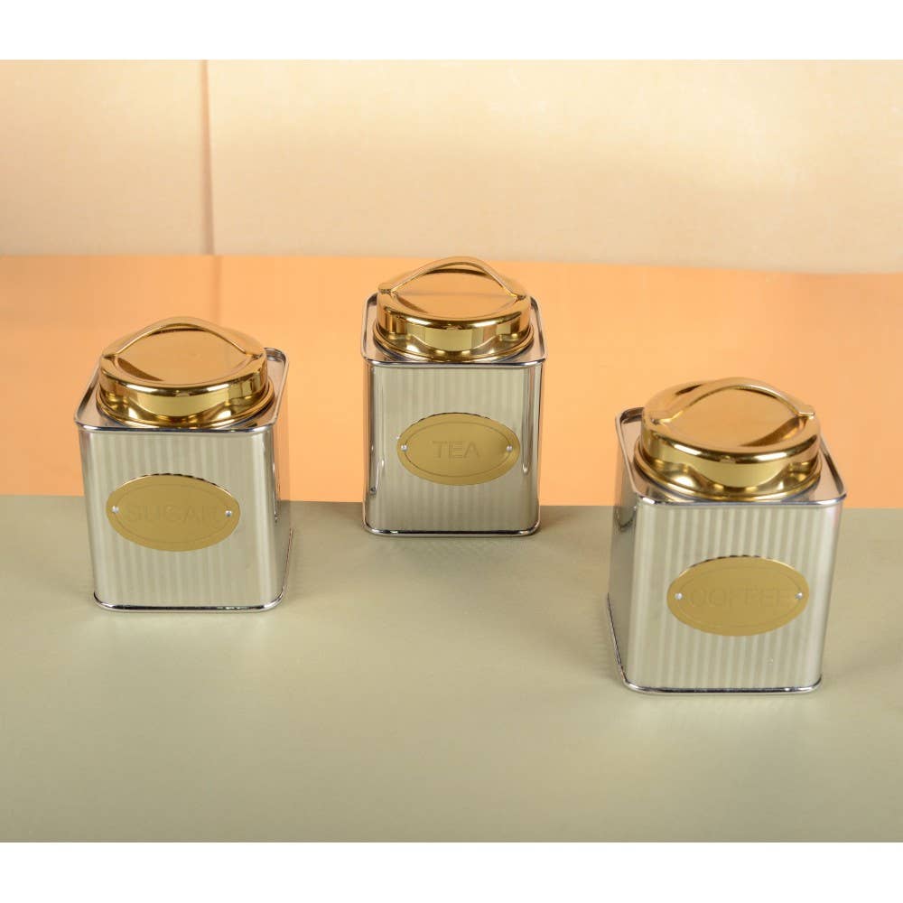 AULICA - Vendita all'ingrosso Contenitori - Scatola per tè argento e oro 10x10x10 cm2