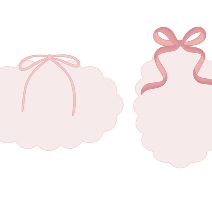 Scalloped Oval with Bow 1 or Scalloped Oval with Bow 2 Cookie Cutters for wholesale by Maison’s Custom Cutters