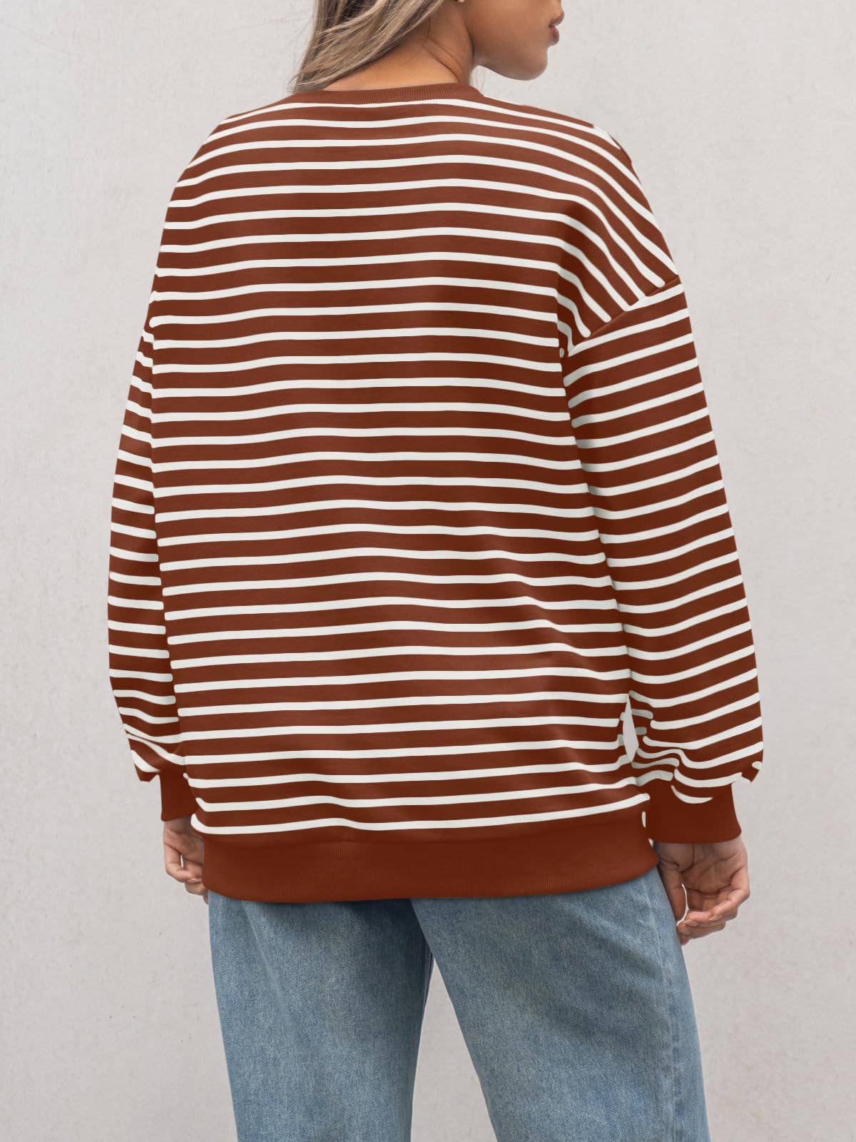 Dipped Shop – wholesale Sweatshirt – Women's – Striped Loose Color Block Casual Sweatshirt DPT25160912