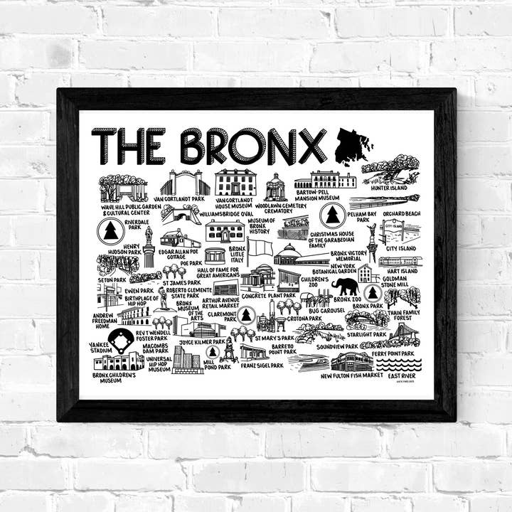 Whereabouts Shop - Wholesale Art Print - The Bronx Map White Art Print1