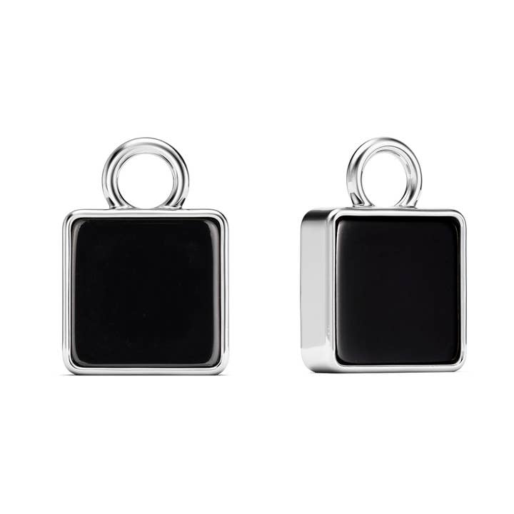 Vierkante zwarte onyx mix bedeltjes gerhodineerd | 2-4099-rbon voor wholesale door My Jewellery Story