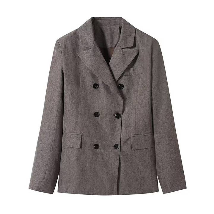 Blazer Cinzento de Duas Fileiras Casual Estilo Versátil N5A781 por atacado de alberalkirk