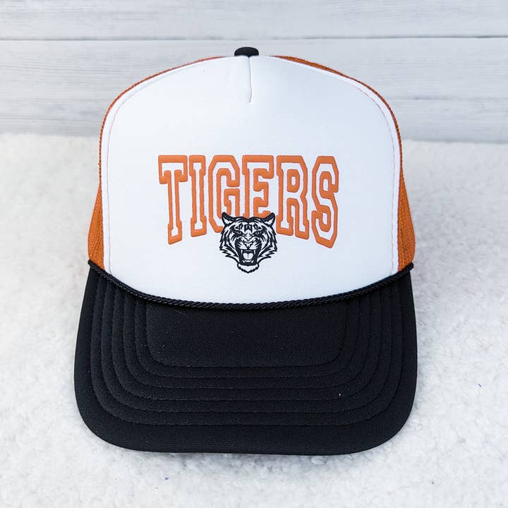 Tigers Orange PUFF Hat/Pocket Screen Print Heat Transfer for wholesale by Trendy Transfers